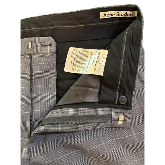 Men's Acne Studios Tailored Checked Wool Trousers Dress Pants 46 32 Waist